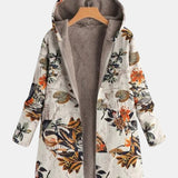 Hanneke | Boho-Sherpa-jas met capuchon met Bloemenpatroon