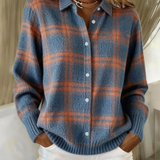 Anouk | Warme blauwe geruite cardigan
