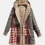 Gerda | Bordeauxrood Sherpa-Mantel met geometrisch patroon