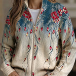 Annelies | Vest met rits, bloemen en kleurverloop