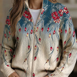 Annelies | Vest met rits, bloemen en kleurverloop