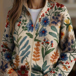 Dieuwke | Vest met rits en botanische bloemenprint