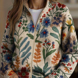 Dieuwke | Vest met rits en botanische bloemenprint
