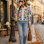 Dieuwke | Vest met rits en botanische bloemenprint