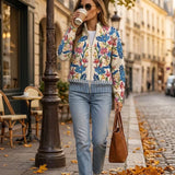 Dieuwke | Vest met rits en botanische bloemenprint