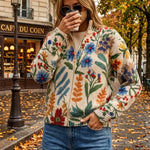 Dieuwke | Vest met rits en botanische bloemenprint