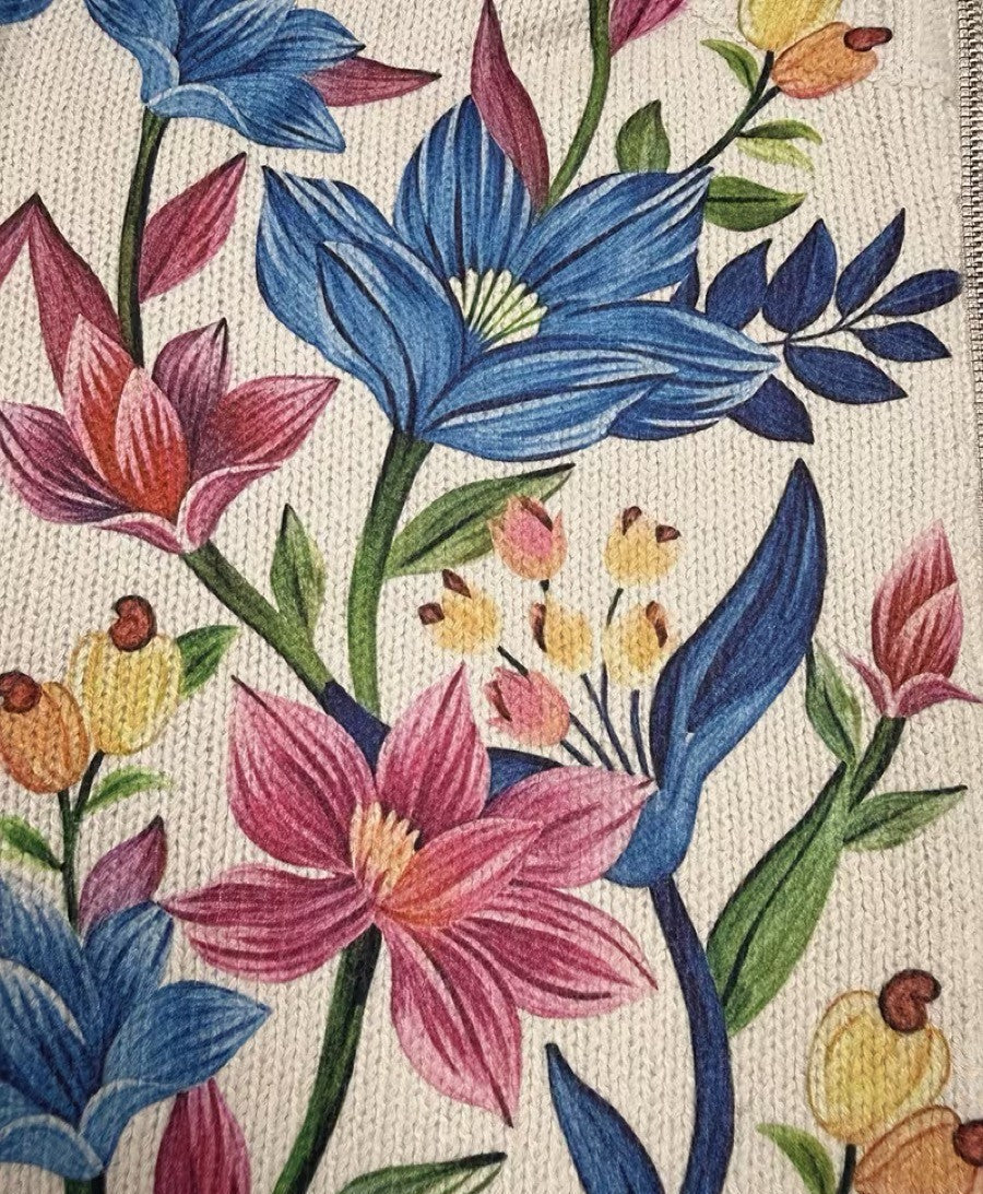 Dieuwke | Vest met rits en botanische bloemenprint