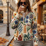 Dieuwke | Vest met rits en botanische bloemenprint