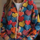 Froukje | Vest met rits en hartjesmotief