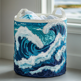 Gewatteerde wasmand – Blauwe golven