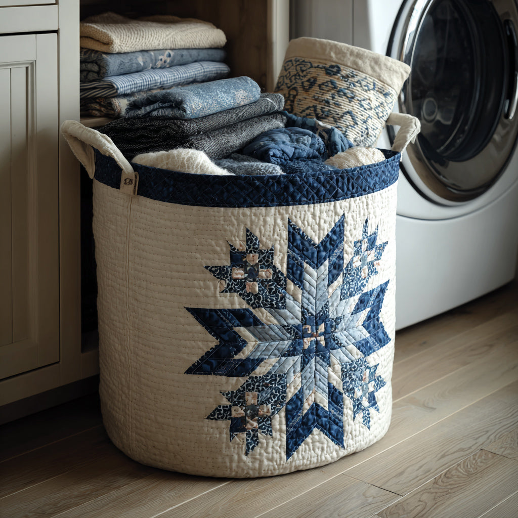 Gewatteerde wasmand – Blauwe quiltster