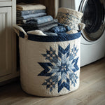 Gewatteerde wasmand – Blauwe quiltster