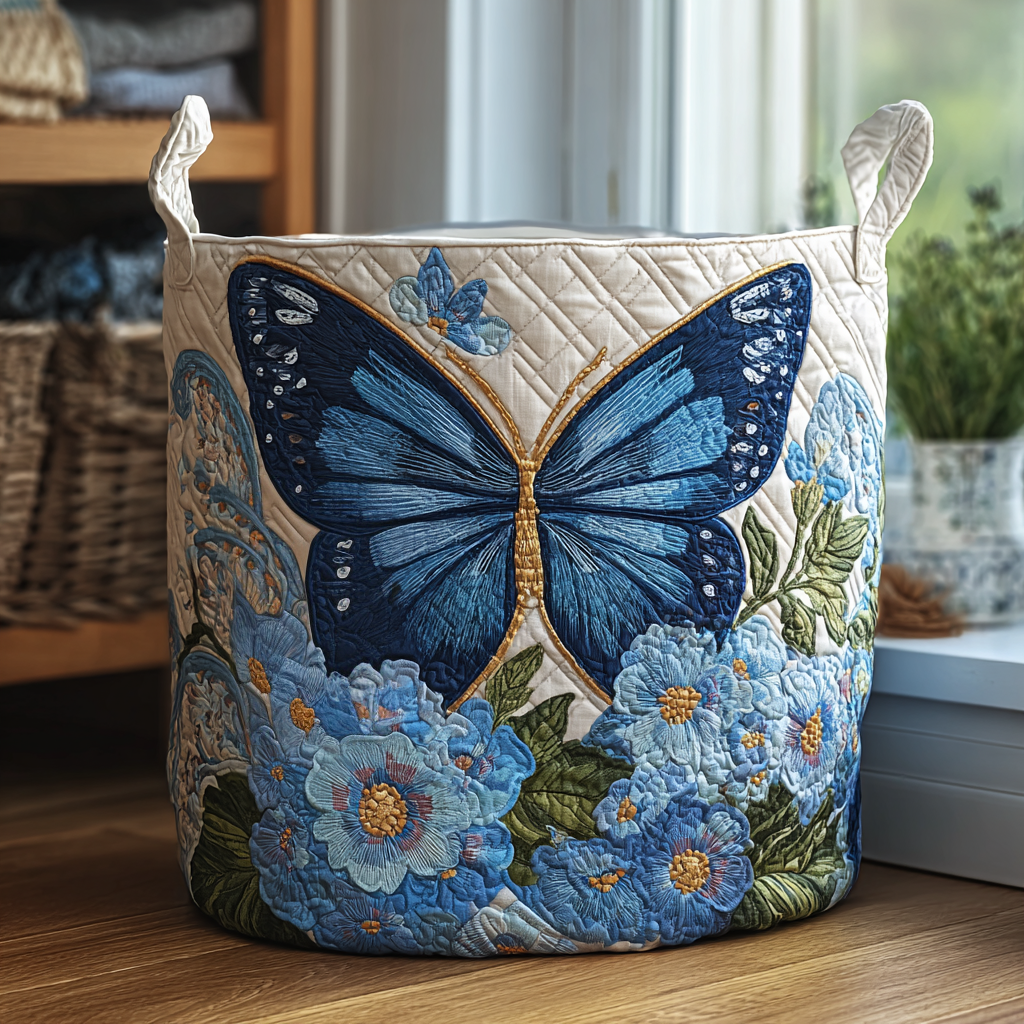Gewatteerde wasmand – Blauwe vlinder