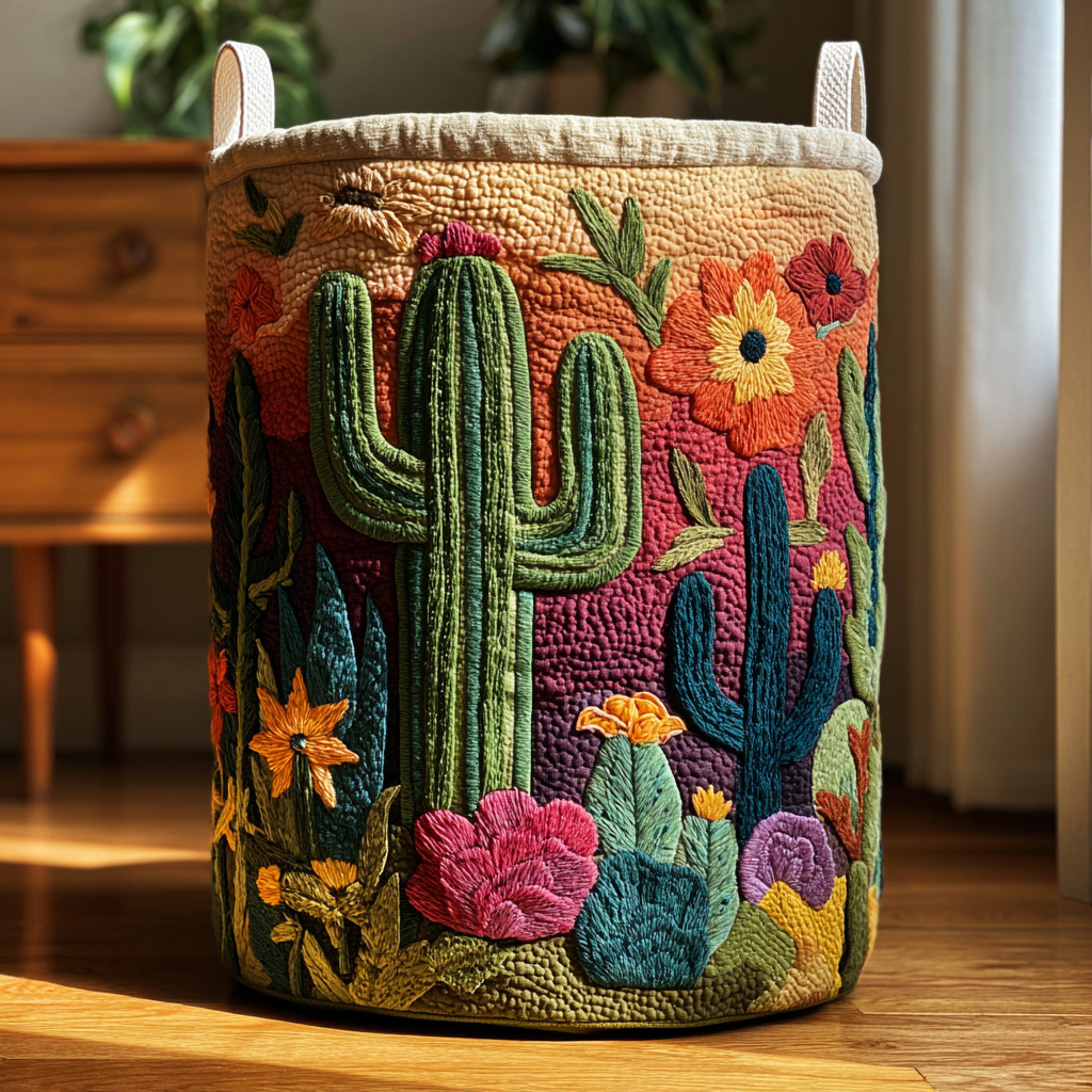 Gewatteerde wasmand – Bloeiende cactussen