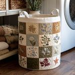 Gewatteerde wasmand – Bloemenvakjes in beige