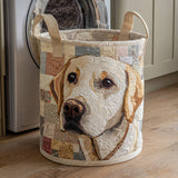 Gewatteerde wasmand – Blonde labrador in patchwork