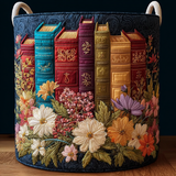 Gewatteerde wasmand – Boeken met bloemenkrans