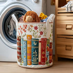 Gewatteerde wasmand – Boekenrij met bloemen