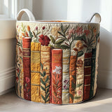 Gewatteerde wasmand – Boekenruggen met bloemen