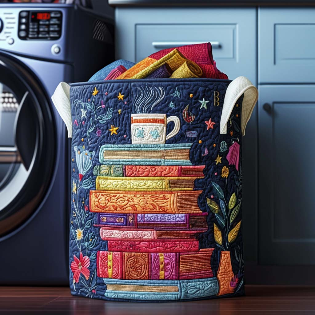 Gewatteerde wasmand – Boekenstapel onder de sterren