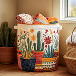 Gewatteerde wasmand – Cactussen in kleurrijke potten