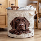 Gewatteerde wasmand – Chocoladebruine labradorpup