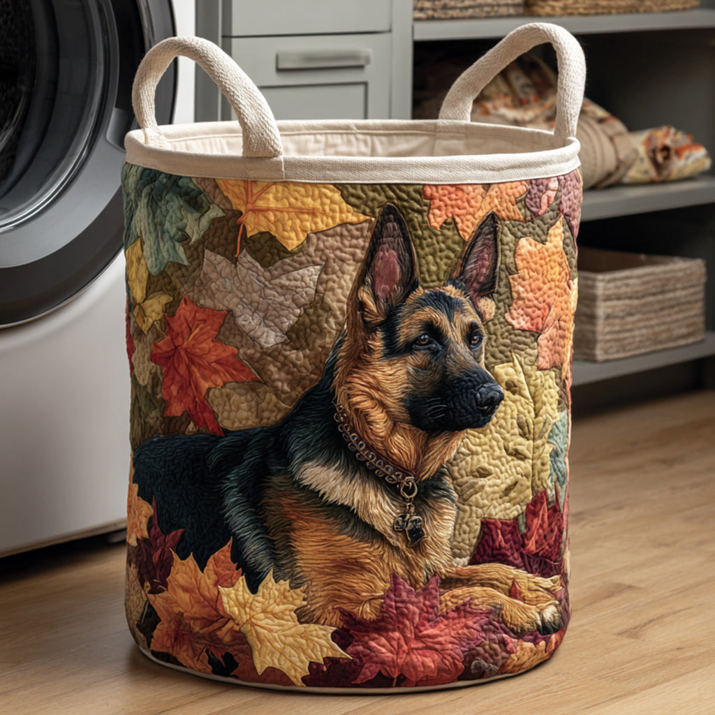 Gewatteerde wasmand – Duitse herder in de herfst