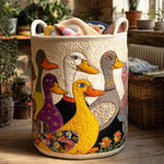 Gewatteerde wasmand – Eendjes met bloemen