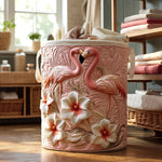 Gewatteerde wasmand – Flamingo's in roze