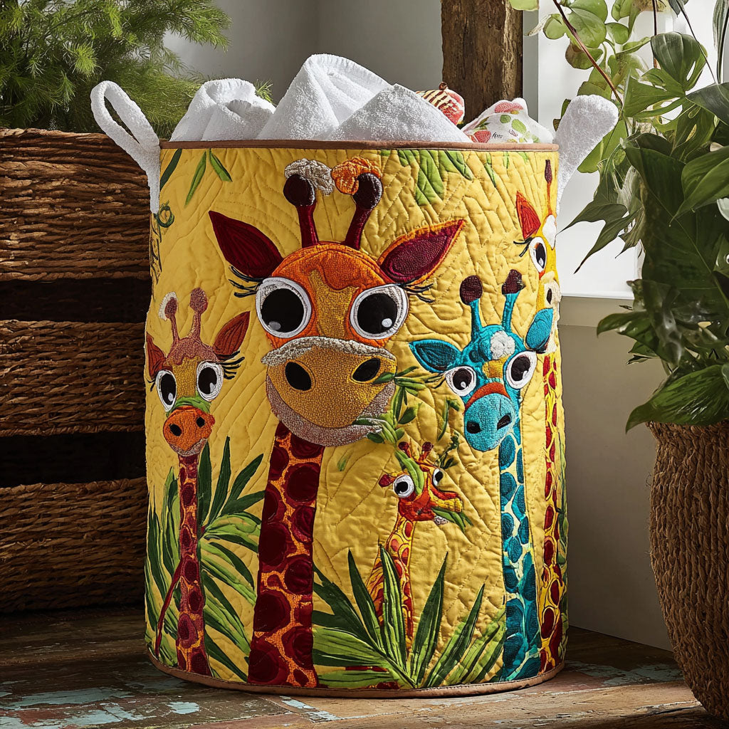 Gewatteerde wasmand – Giraffen op geel