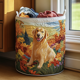 Gewatteerde wasmand – Golden retriever in de herfst