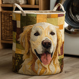 Gewatteerde wasmand – Golden retriever in patchwork