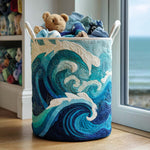 Gewatteerde wasmand – Golven in turquoise
