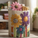 Gewatteerde wasmand – Grote bloemen in appliqué