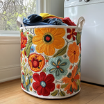 Gewatteerde wasmand – Grote bloemen in kleur