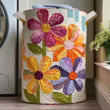 Gewatteerde wasmand – Grote madeliefjes in patchwork