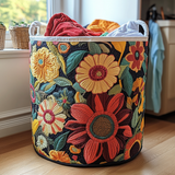 Gewatteerde wasmand – Grote retrobloemen