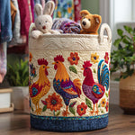 Gewatteerde wasmand – Hanen met bloemen