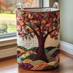 Gewatteerde wasmand – Herfstboom in patchwork