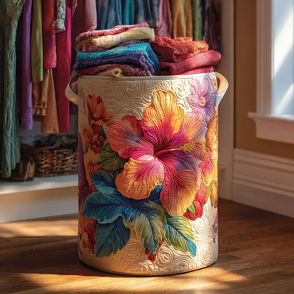 Gewatteerde wasmand – Hibiscus in kleur