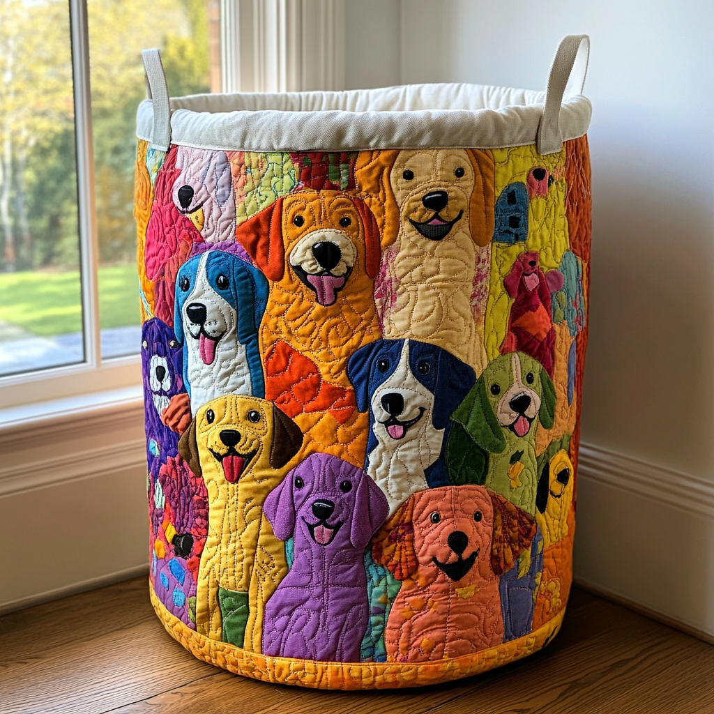 Gewatteerde wasmand – Honden in regenboogkleuren