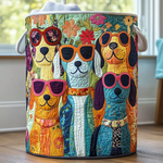 Gewatteerde wasmand – Honden met zonnebril op geel
