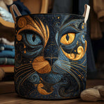 Gewatteerde wasmand – Kat in blauw en goud