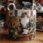 Gewatteerde wasmand – Kat in de patchworktuin
