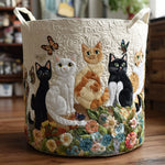 Gewatteerde wasmand – Katten met bloemen en vlinders