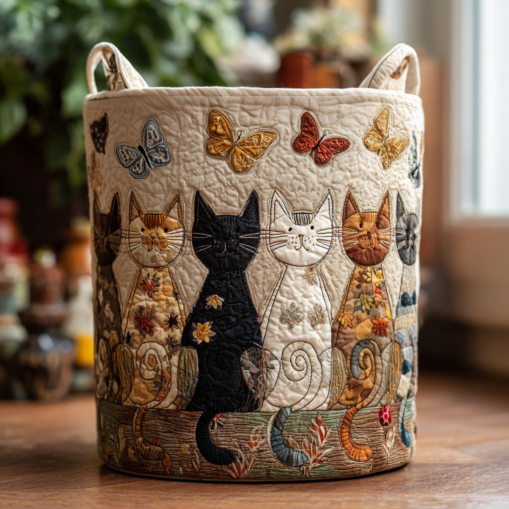 Gewatteerde wasmand – Katten met vlinders