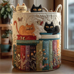 Gewatteerde wasmand – Katten op de boekenplank