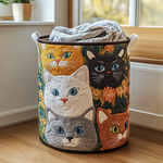 Gewatteerde wasmand – Kattenkoppen in kleur