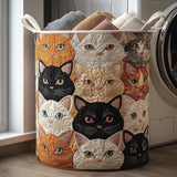 Gewatteerde wasmand – Kattenkoppen in patchwork