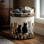 Gewatteerde wasmand – Kattensilhouetten in patchwork